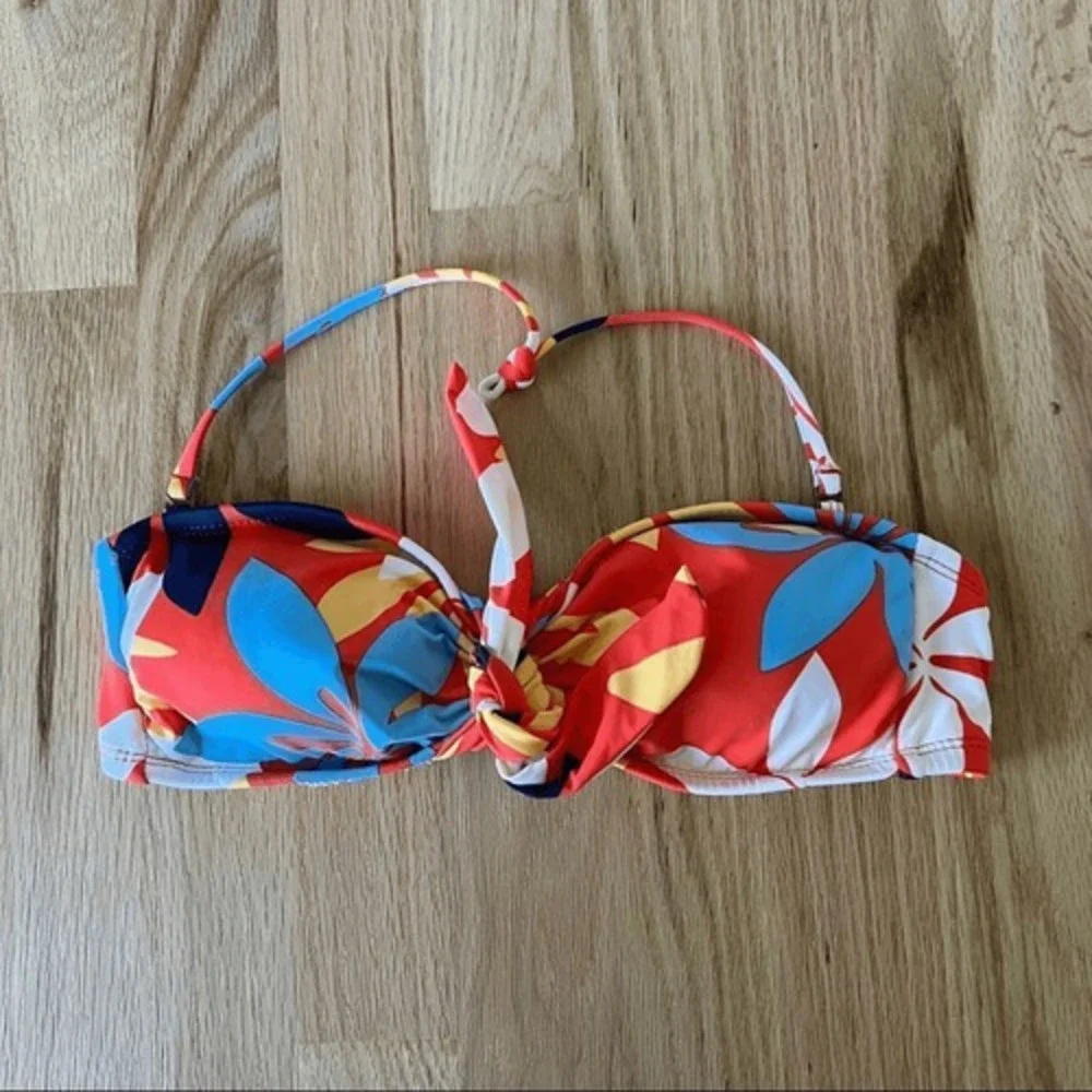 Hobie tropical bikini bloomy daze orange 2 piece knot front strappy floral small